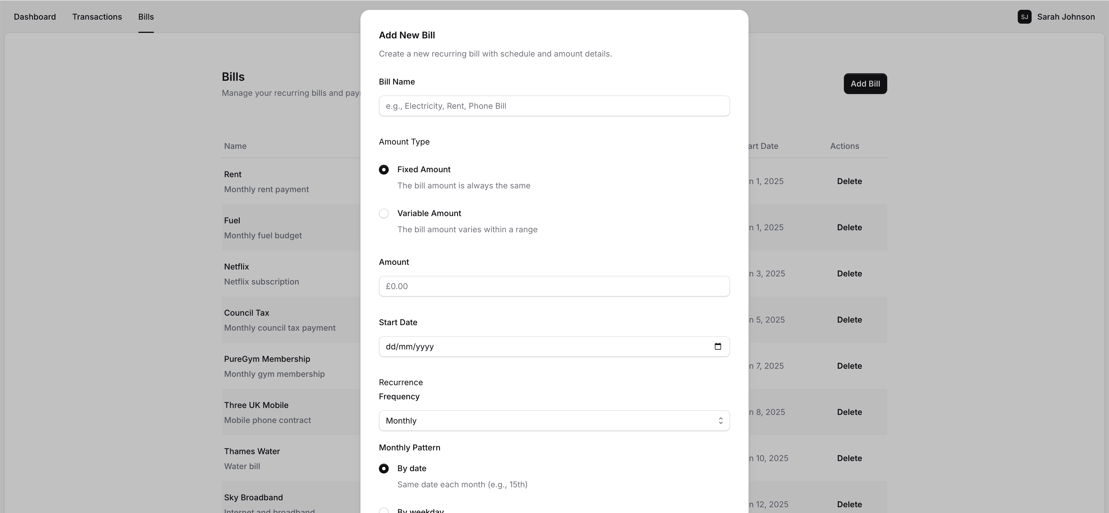 Klaro Budget Dashboard